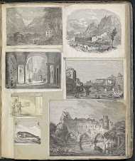 Albumblad met diverse voorstellingen