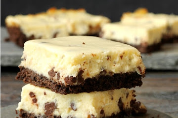 Chocolate Chip Cheesecake Bars with Chocolate Crust