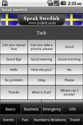 Android application Speak Swedish screenshort