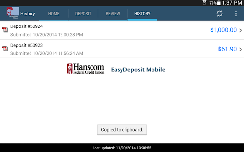 Hanscom FCU EasyDeposit Mobile Screenshots 7