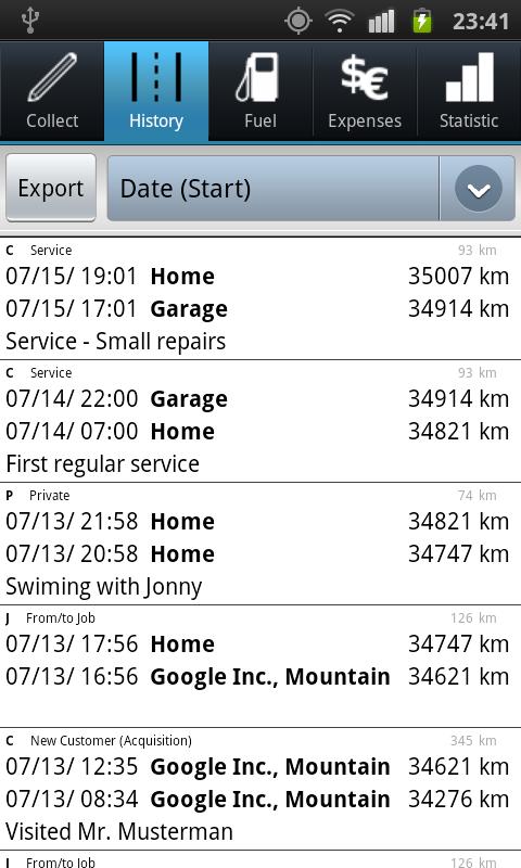Drivers Log PRO (myLogbook) Screen 3