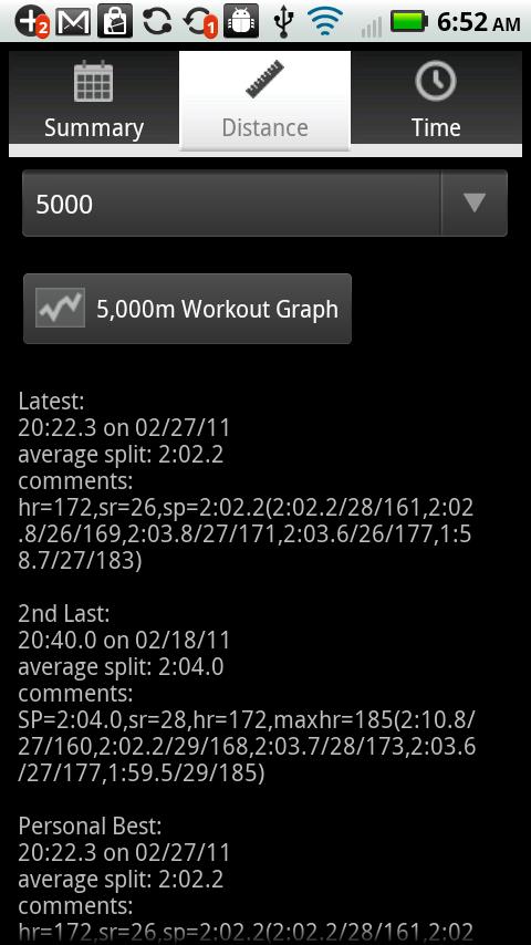 Erg Tracker Screen 2