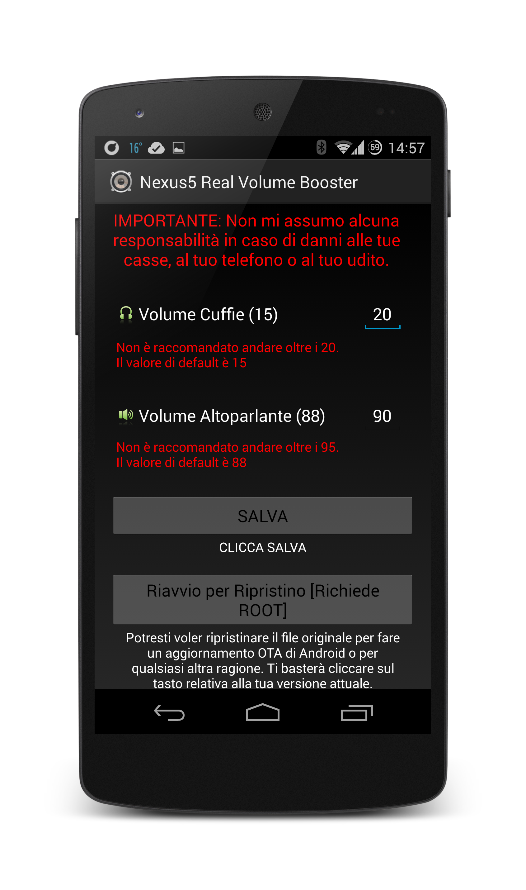 Android application Volume Boost Pro For Nexus 5™ screenshort