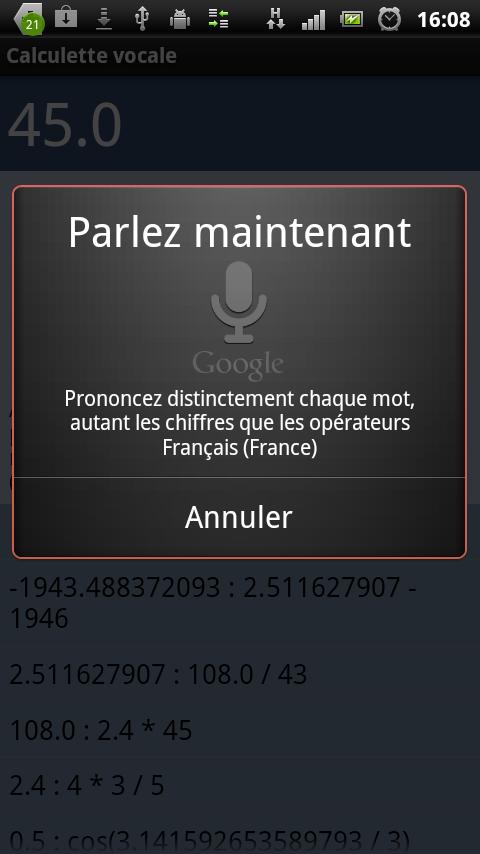 Calculette vocale Screen 2