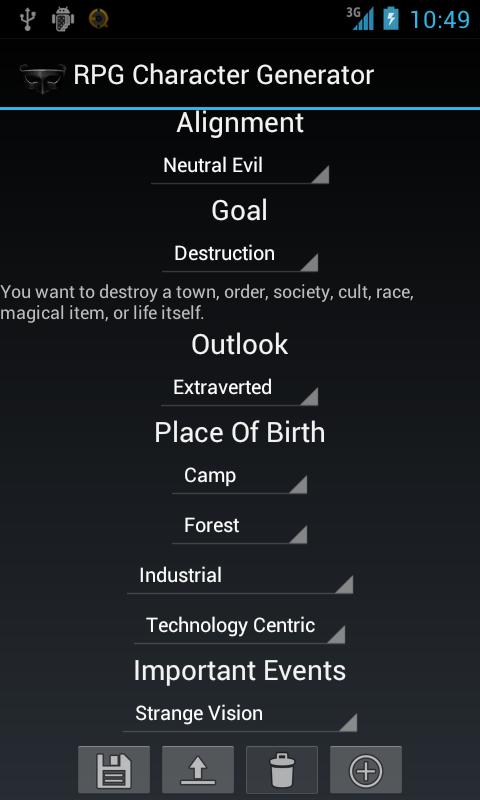 RPG Character Generator Prem. Screen 2