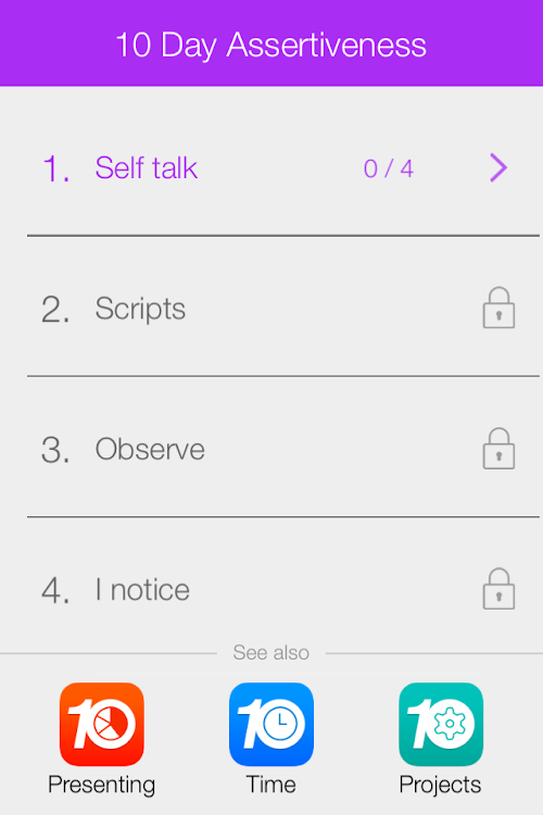 Android application 10 Day Assertiveness screenshort