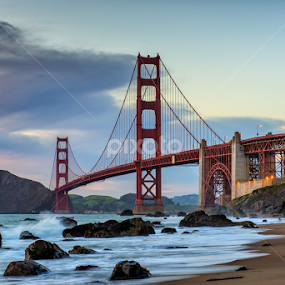 Golden Gate Bridge at sunset by Sebastian Holzapfel - Buildings & Architecture Bridges & Suspended Structures