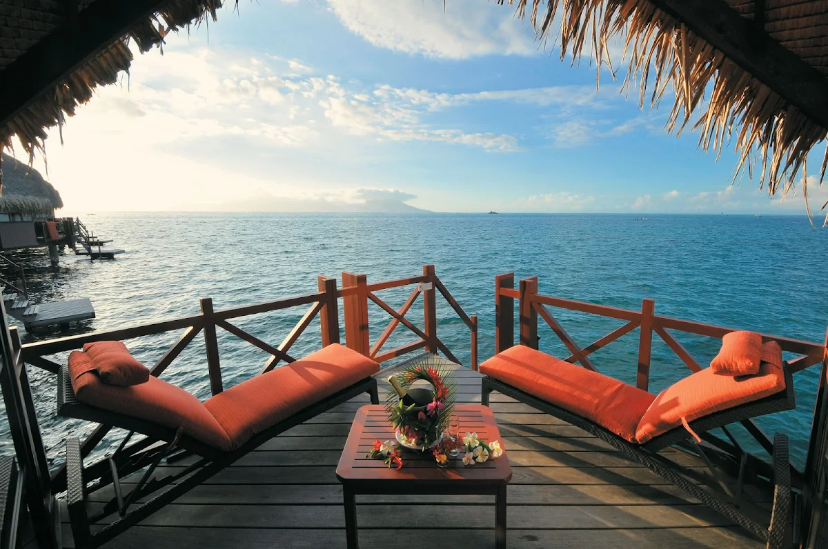Moana_Bora_Bora_deck - Wanna get away? Contemplate the good life when the Paul Gauguin takes you to its resort partner, the InterContinental Hotel Le Moana Bora Bora.