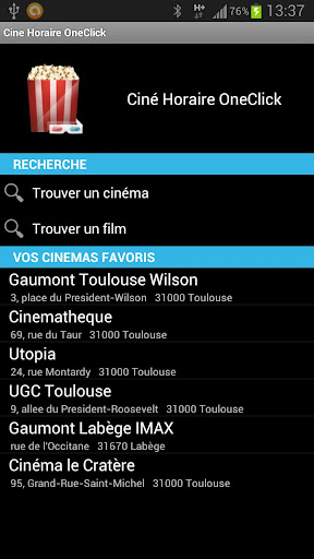 Cinema Horaire OneClick