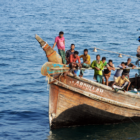 Fishermen at Sea by Emon  Jaman - Transportation Boats
