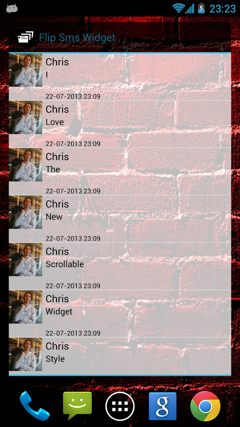 Flip Sms Widget Screen 2