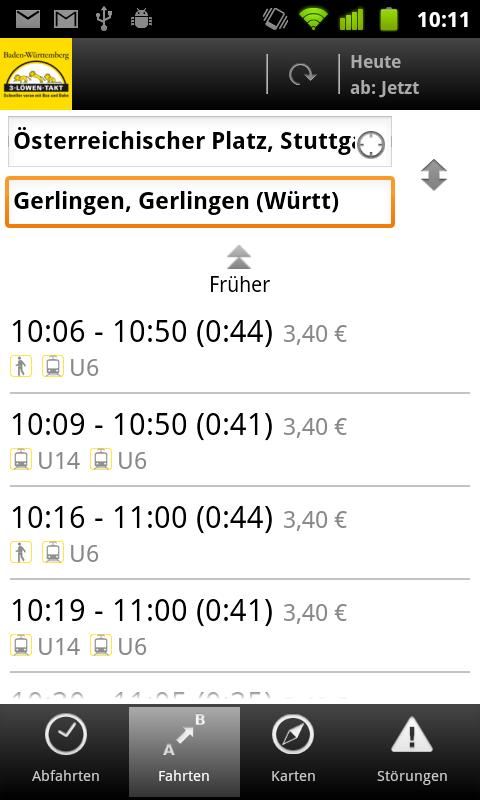 Android application Bus&Bahn screenshort