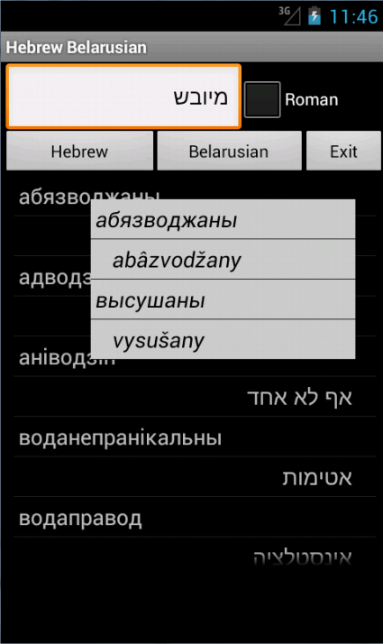 Chinese Belarusian Dictionary Screen 1