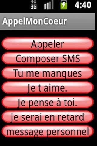 Android application Call to my love screenshort