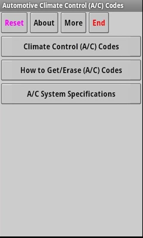 Android application Climate Control (A/C) Codes screenshort