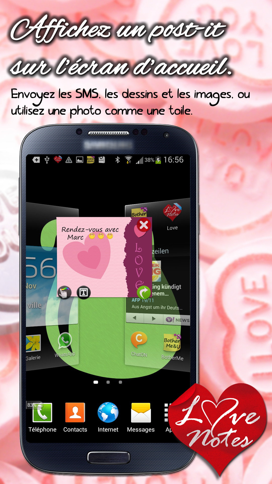 Android application E-cards &amp; LoveNotes Messenger+ screenshort