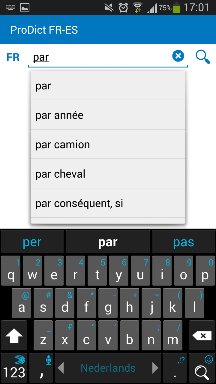 French Spanish dictionary Screen 1
