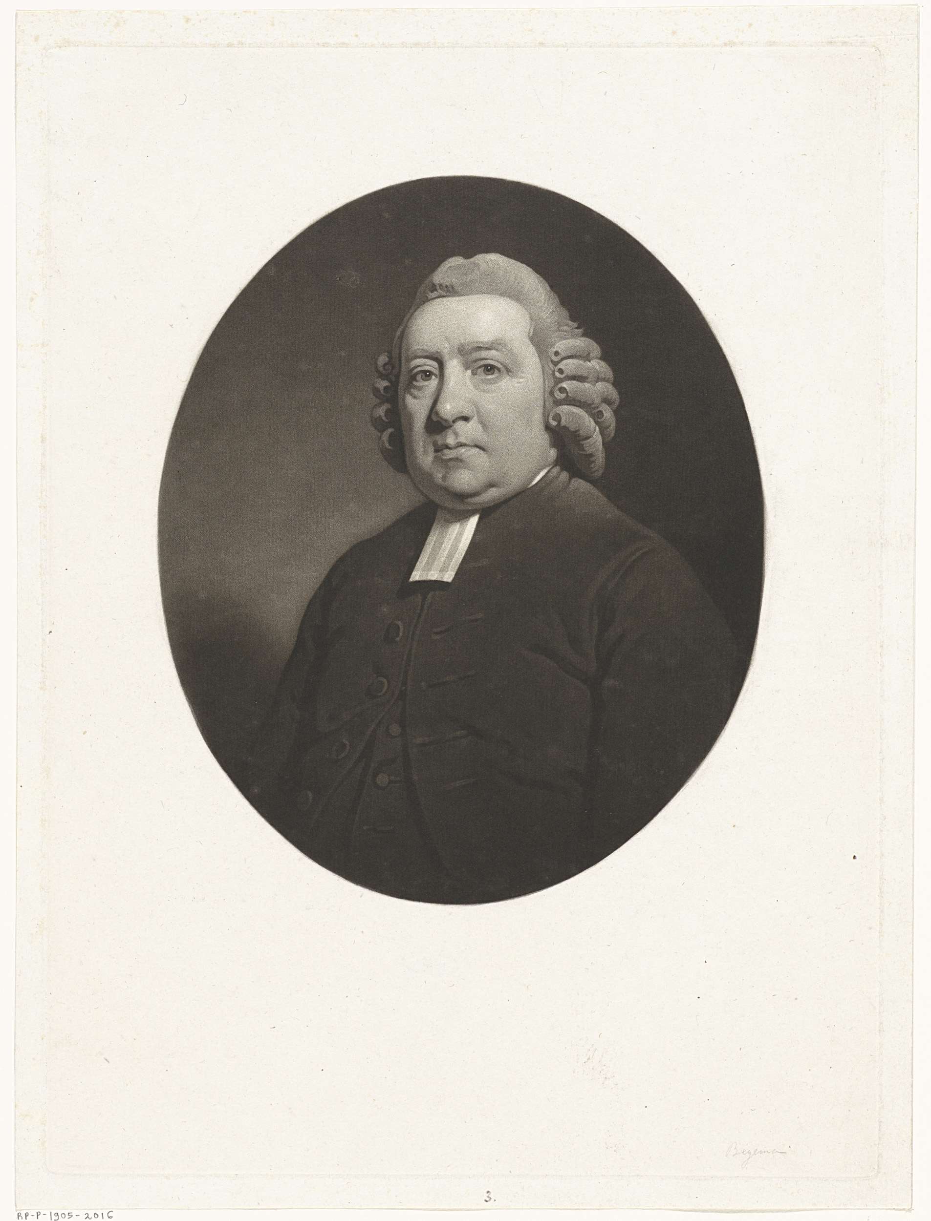 Portret van de predikant Christoph Georg Siegmund Begemann