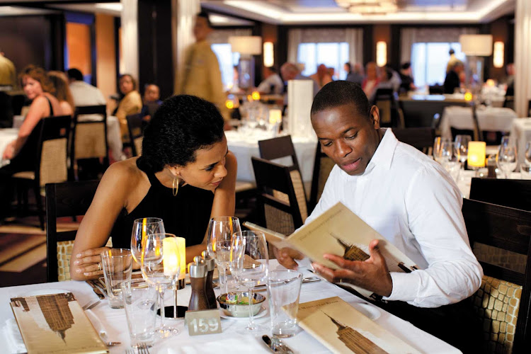 The Manhattan Room, one of three main dining rooms aboard Norwegian Epic, offers a New York City supper club atmosphere, with dancing, panoramic ocean views and modern and classic dishes. It seats 594 people.