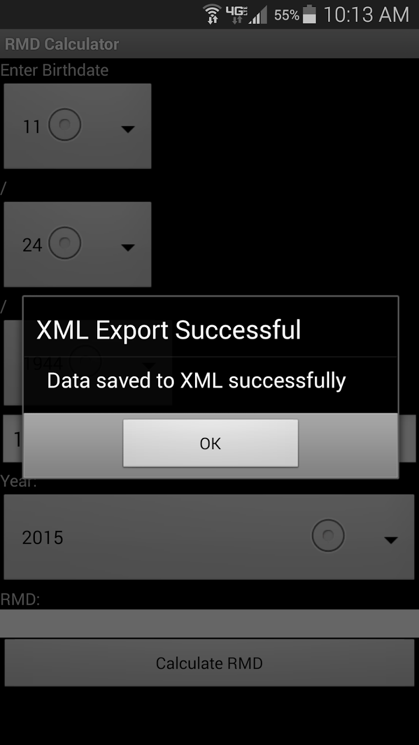 RMD Calculator Screen 3