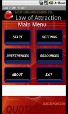 main menu of free law of attraction app for android