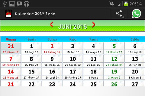 Kalender 2015 Indo