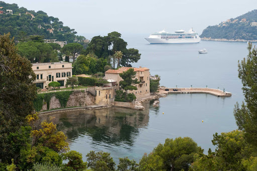 Grandeur-of-the-Seas-Villefranche - Grandeur of the Seas off the coast of Villefranche-sur-Mer, France. The ship now sails to the Caribbean.