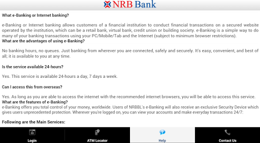 NRB Bank eBanking TAB