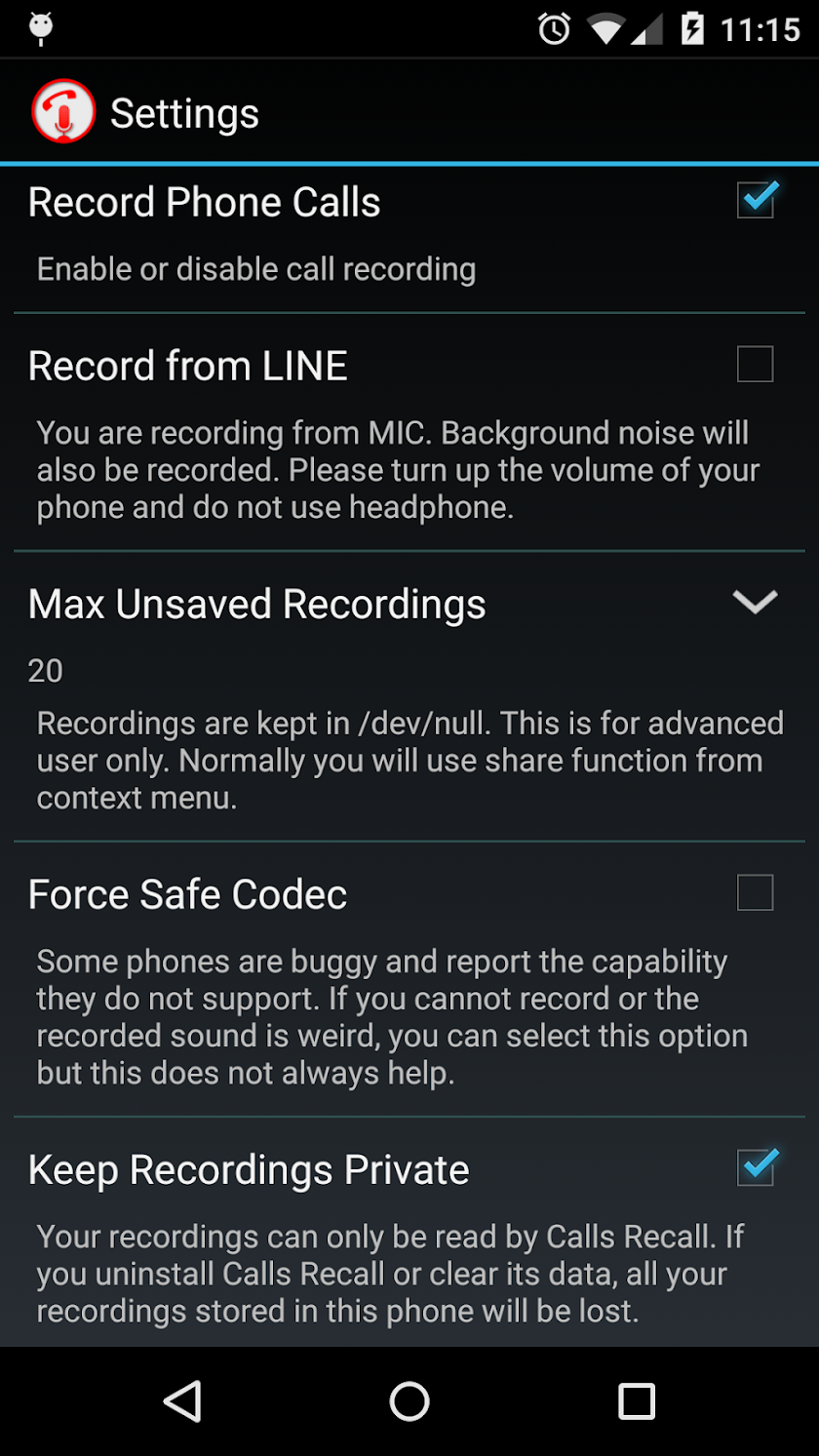 Calls Recall Pro Screen 3