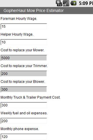 Mow Price Lawn Care Estimator Screen 1
