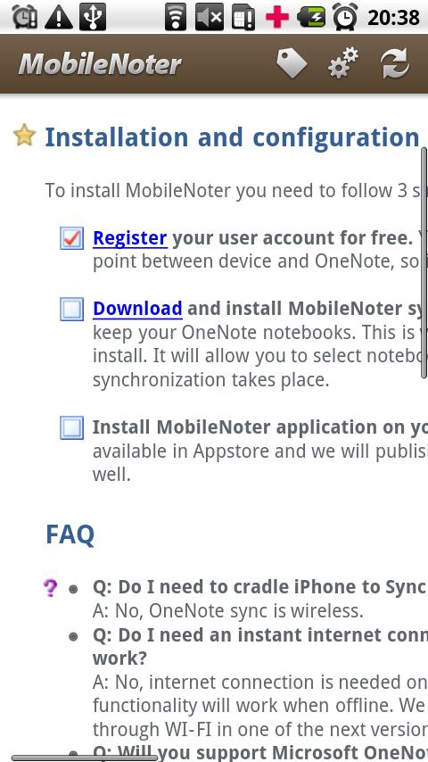 MobileNoter SE Screen 2