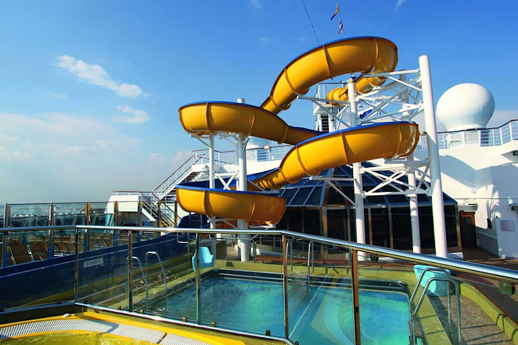 Costa Fascinosa has three swimming pools and, on deck 14, a waterslide.