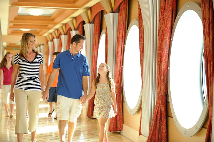 You'll find plenty of space to explore on Disney Dream, which features 1,250 staterooms, 3 swimming pools, 4 whirlpools, live shows in a 1,340-seat theater — and no casinos.
