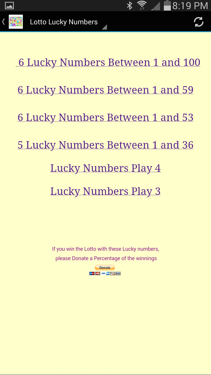 Lotto Lucky Number Generator Screen 2