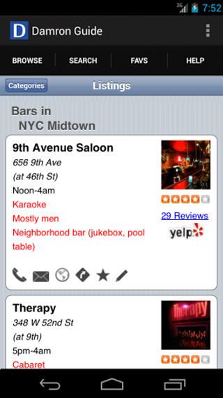 Android application Damron Mens Travel Guide 2013 screenshort