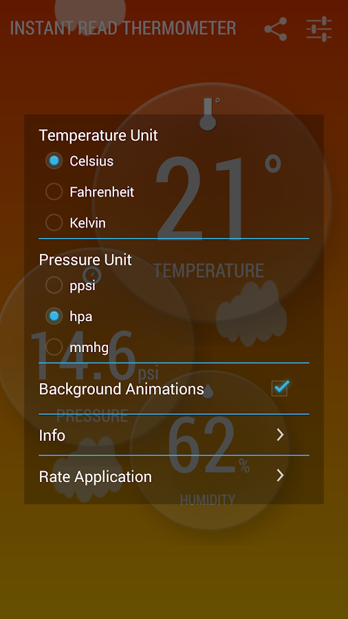 Термометр — приложение на Android