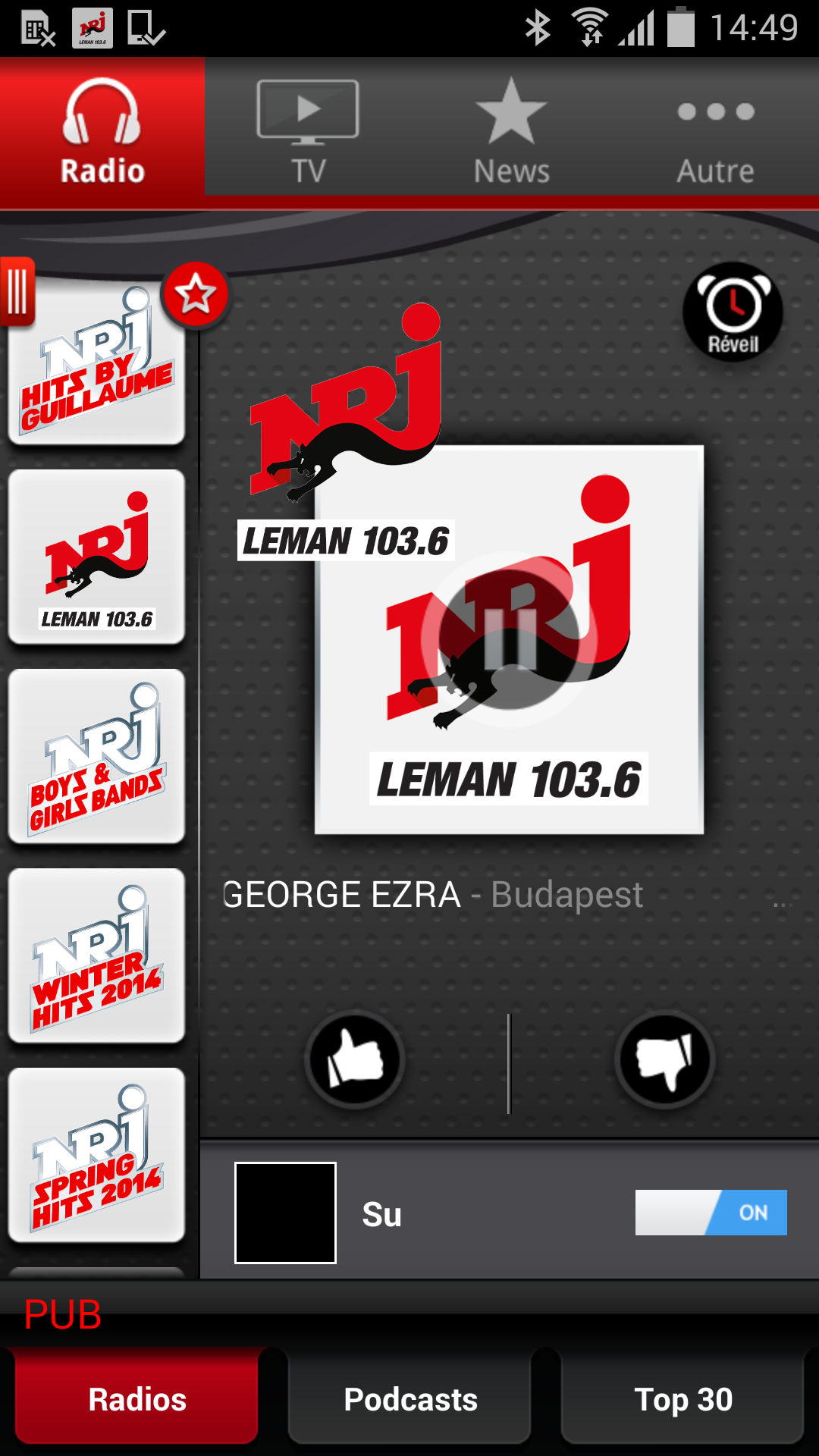 Android application NRJ Léman : Radio, Podcasts, Musique, Playlists screenshort