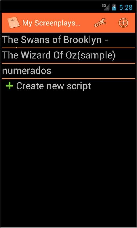 Android application MyScreenplays Pro screenshort
