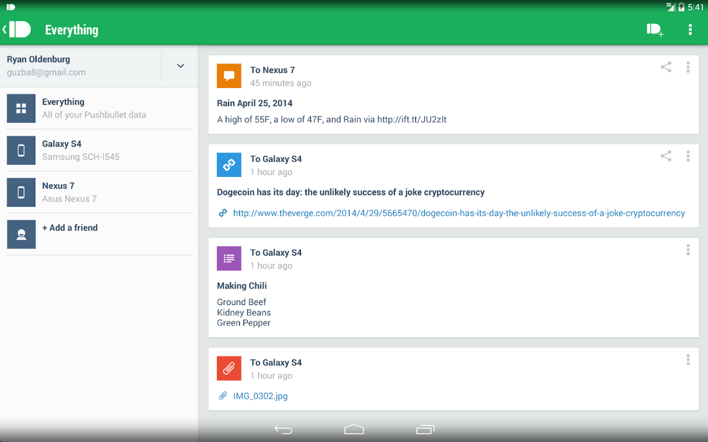 Pushbullet - screenshot