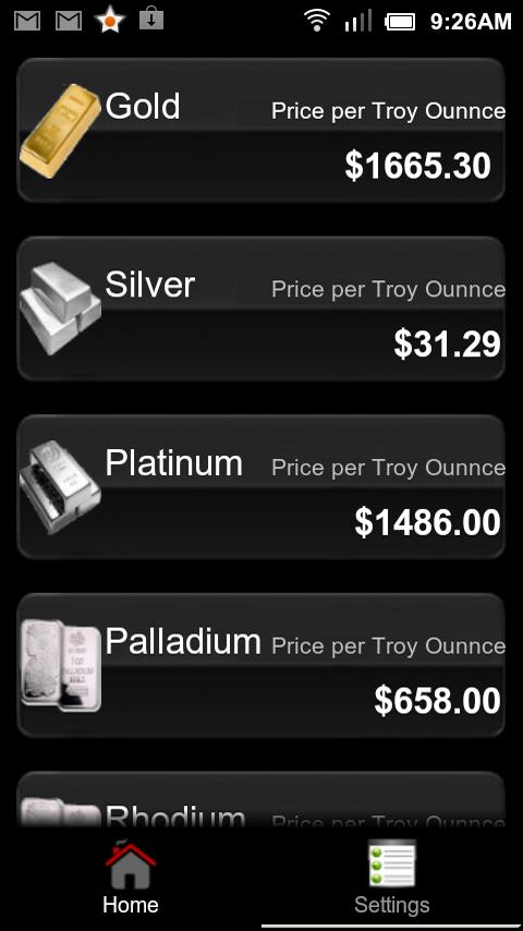 Android application Gold &amp; Silver Price Calculator screenshort
