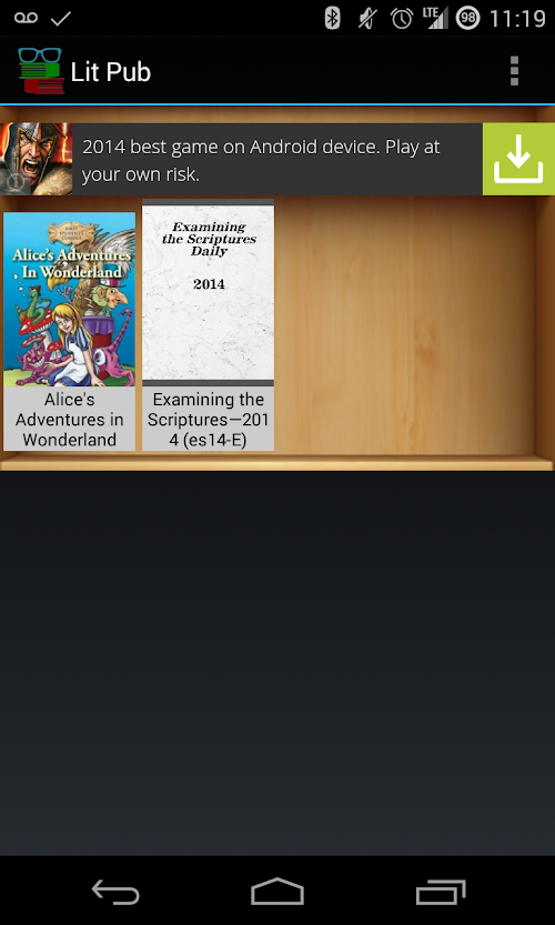 Android application Lit Pub (epub reader) screenshort