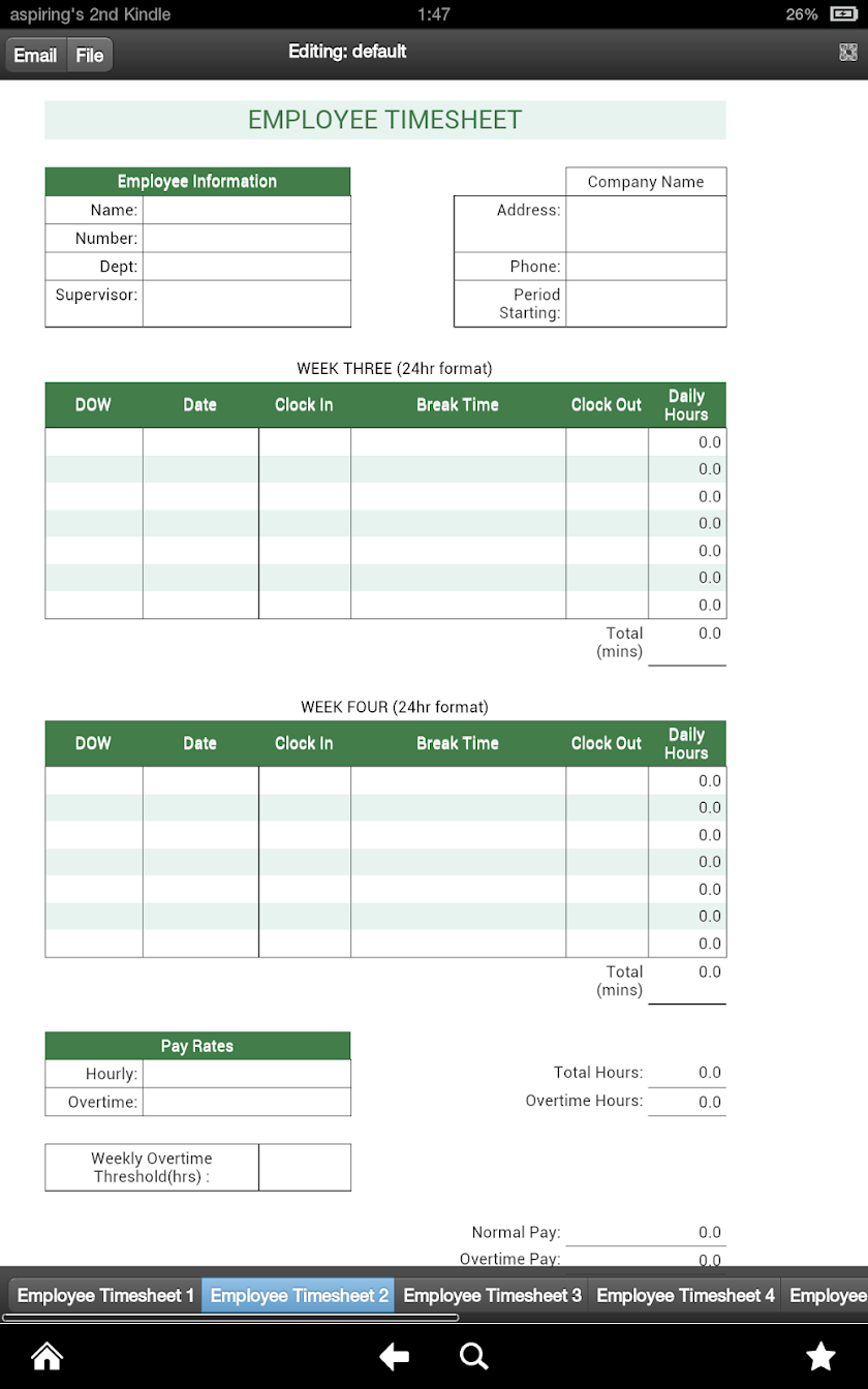 Monthly Employees Timesheet Screen 2