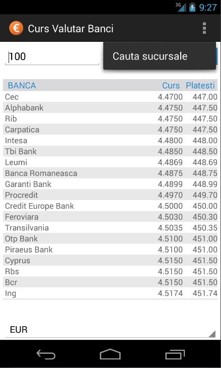 Curs Valutar Banci PRO Screen 3