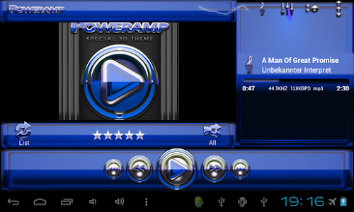 Poweramp skin Blue Glas deluxe v3.10