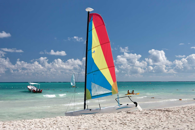 The beach at Hotel Catalonia on the Riviera Maya, Mexico.