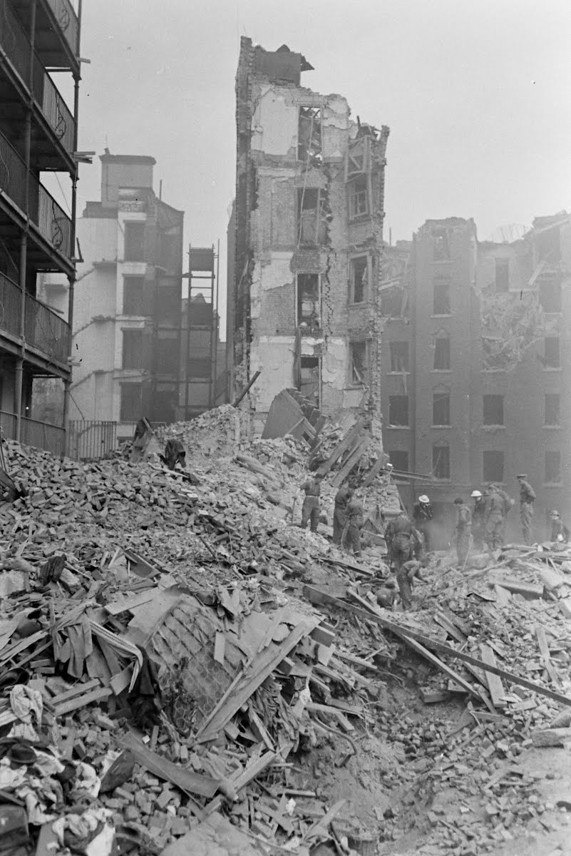 London Blitz Damage: Rescue From Flats. - Hans Wild — Google Arts & Culture