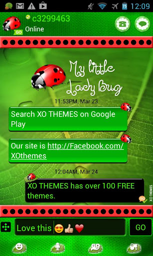 Ladybug Dark PRO Theme Go SMS