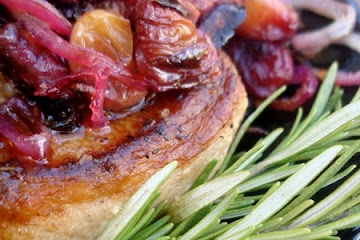 Roasted Grape and Onion Pork Chops