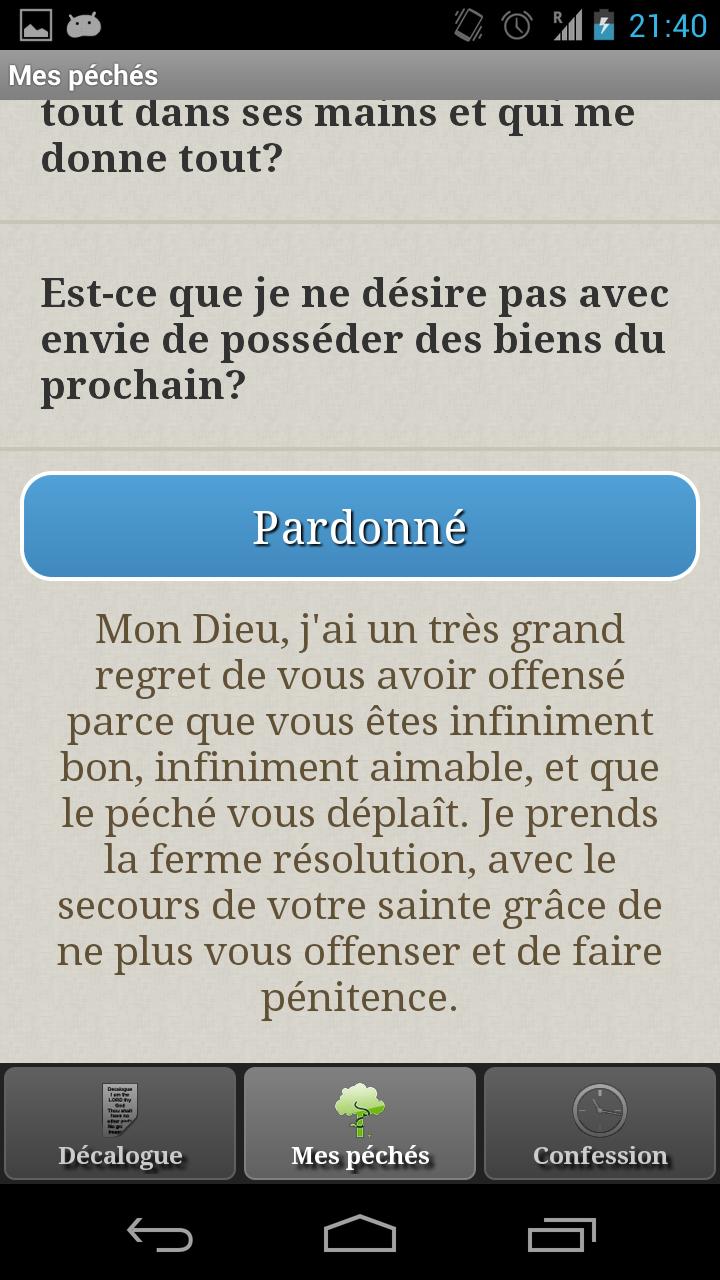 Miroir de la Confession Screen 2