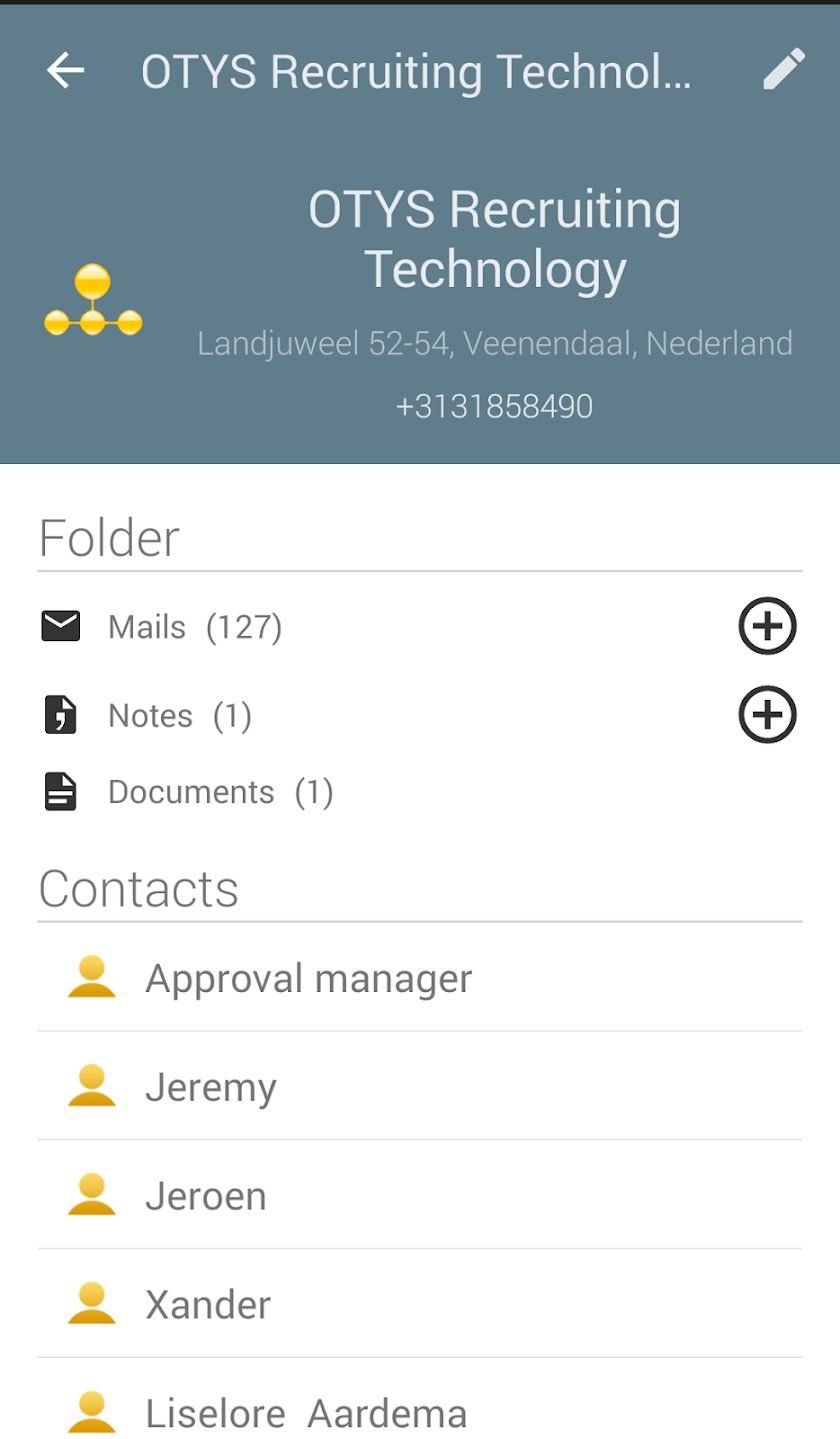 OTYS CRM app Screen 2